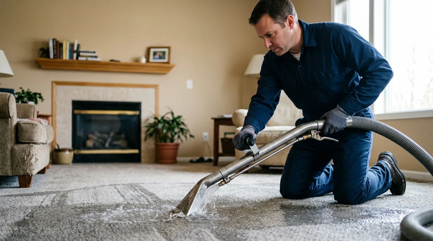 Water damage restoration technician working near Gallant, AL